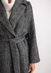 Oui Chevron Print Trench Coat, Grey