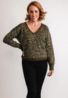 Eva Kayan Jacquard V Neck Jumper, Green