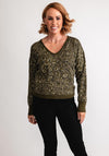 Eva Kayan Jacquard V Neck Jumper, Green