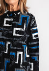Ever Sassy Geometric Print Longline Shirt, Black