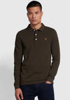Farah Blanes Long Sleeve Polo Shirt, Evergreen