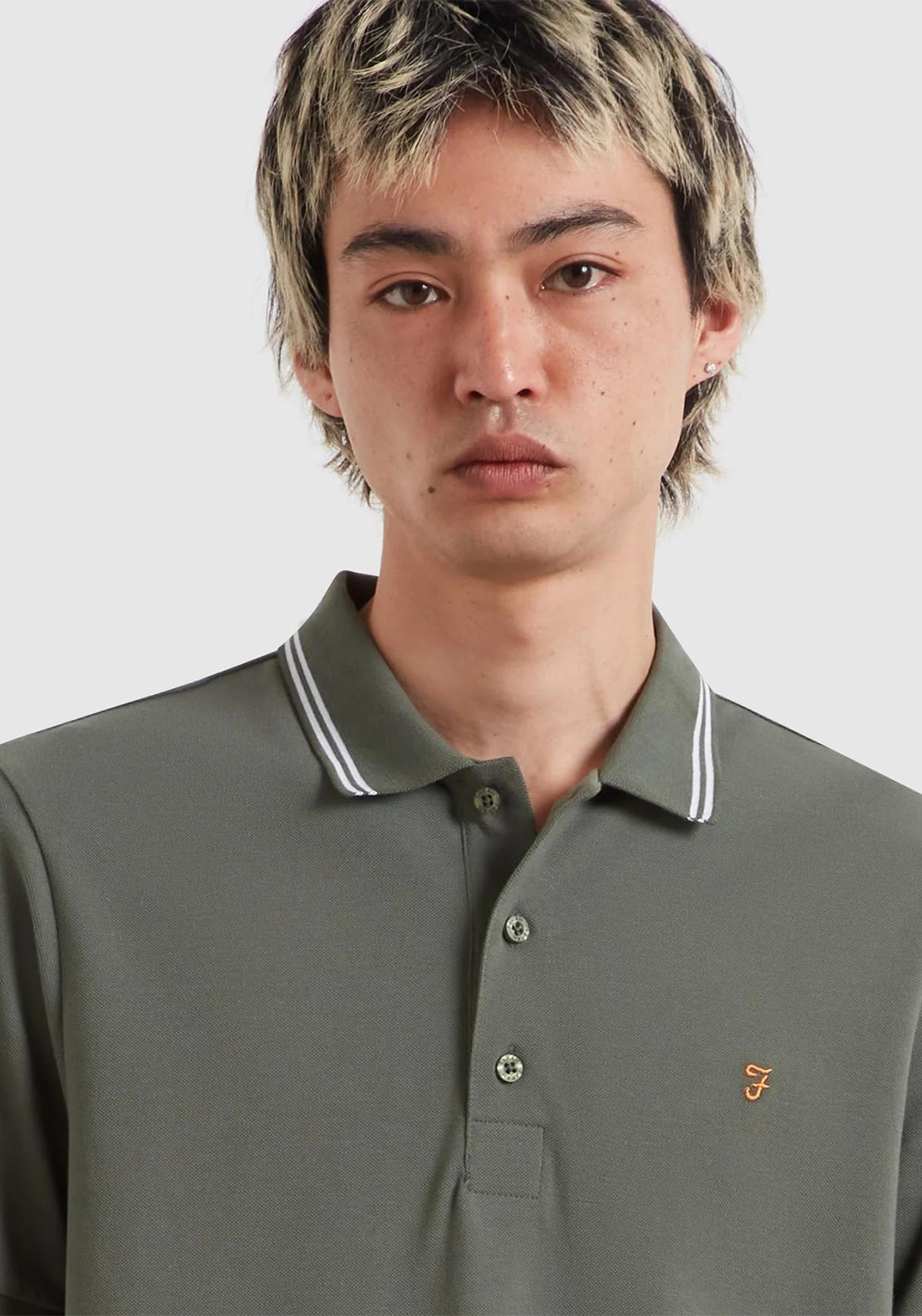 Farah Bowes Tipped Polo Shirt, Rosemary Green