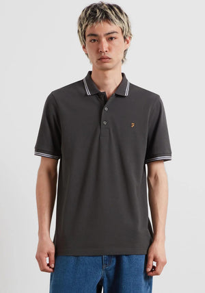 Farah Bowes Tipped Polo Shirt, Washed Black