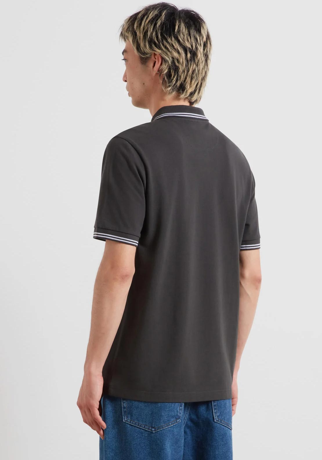 Farah Bowes Tipped Polo Shirt, Washed Black