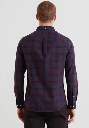 Farah Brewer Check Oxford Shirt, Bordeaux