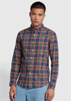 Farah Brewer Oxford Check Shirt, Wreath Green Multi