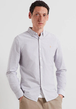 Farah Brewer Stripe Oxford Shirt, Deep Purple & White