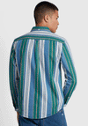 Farah Burghino Stripe Denim Shirt, Dark Ocean Green