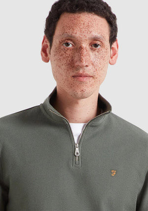 Farah Conrad Quarter Zip Knit Sweater, Rosemary Green