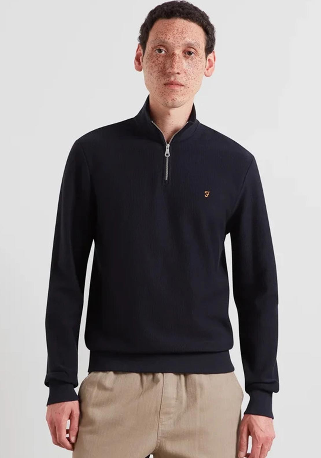 Farah Conrad Quarter Zip Knit Sweater, True Navy