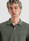 Farah Cunningham Long Sleeve Polo Shirt, Rosemary Green Marl