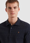 Farah Horace Jaquard Knitted Polo Shirt, Navy