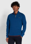 Farah Jim Quarter Zip Sweatshirt, Blue Peony