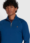 Farah Jim Quarter Zip Sweatshirt, Blue Peony