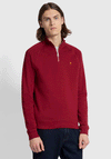 Farah Jim Quarter Zip Sweatshirt, Warm Red