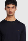 Farah Mullen Merino Wool Crew Neck Sweater, True Navy