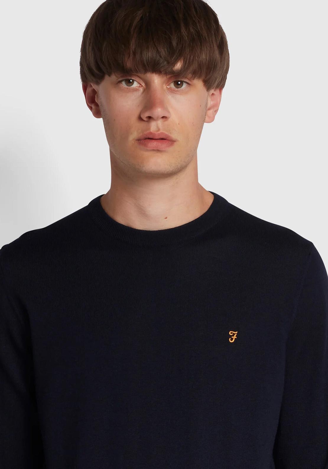 Farah Mullen Wool Crew Neck Sweater, Navy