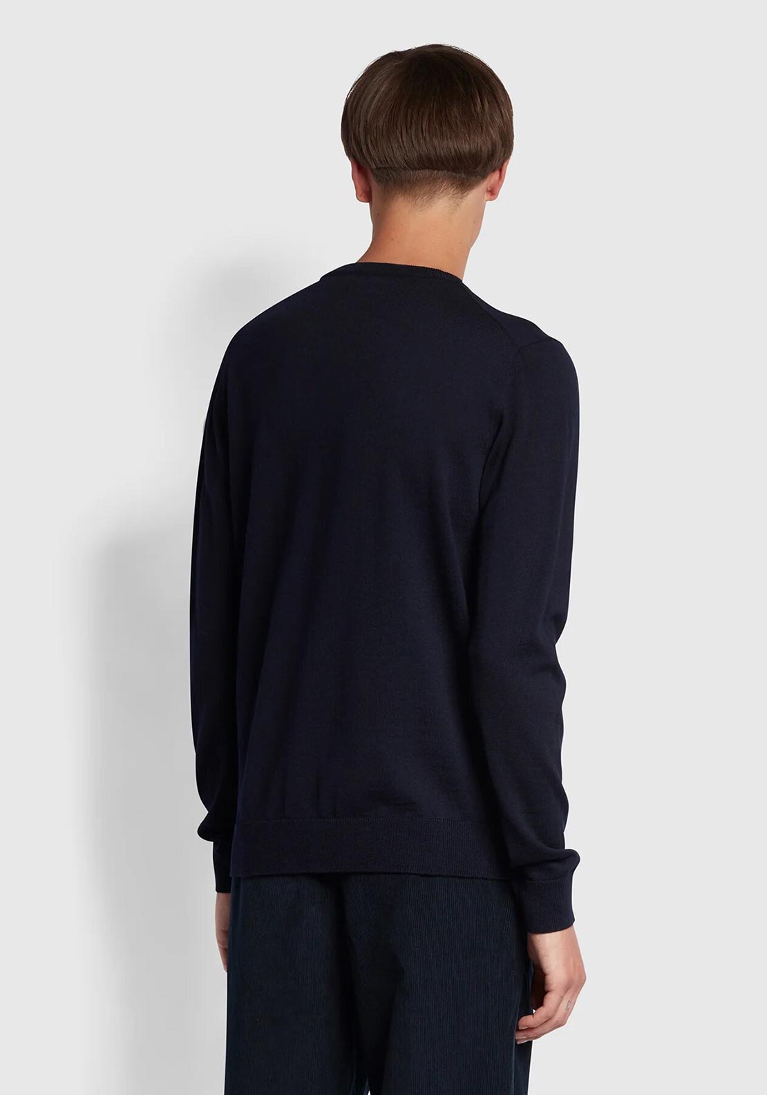 Farah Mullen Wool Crew Neck Sweater, Navy
