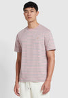 Farah Oakland Stripe T-Shirt, Dark Pink