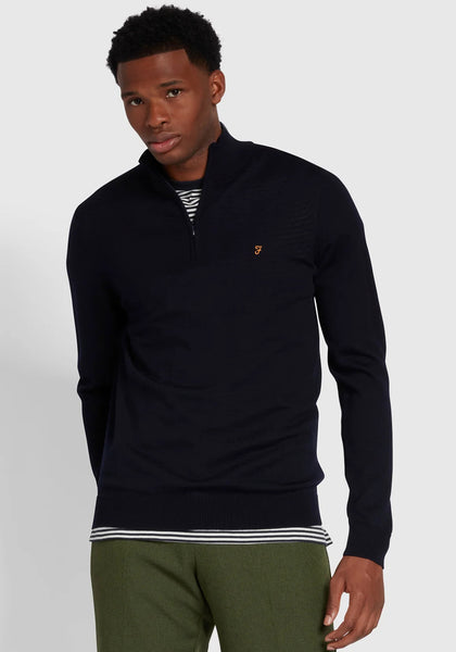Farah Redchurch Quarter Zip Sweater, True Navy - McElhinneys