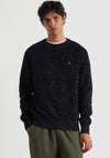 Farah Sage Nepped Fisherman Knit Sweater, Navy