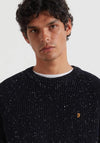 Farah Sage Nepped Fisherman Knit Sweater, Navy