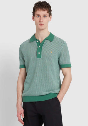 Farah Sandford Knit Polo Shirt, Green Meadow