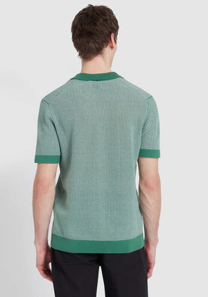 Farah Sandford Knit Polo Shirt, Green Meadow