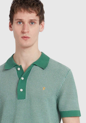 Farah Sandford Knit Polo Shirt, Green Meadow