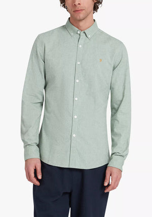 Farah Steen Brushed Cotton Shirt, Green Meadow Marl