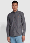 Farah Steen Brushed Cotton Shirt, Gravel Marl