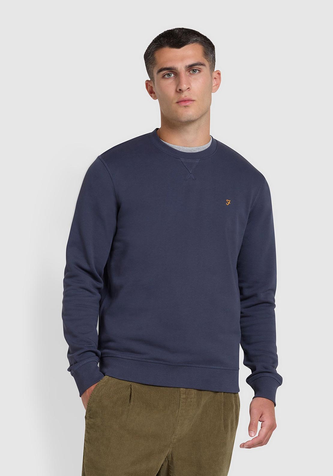Farah Tim Crew Neck Sweatshirt, Liquorice Blue