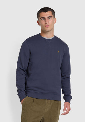 Farah Tim Crew Neck Sweatshirt, Liquorice Blue