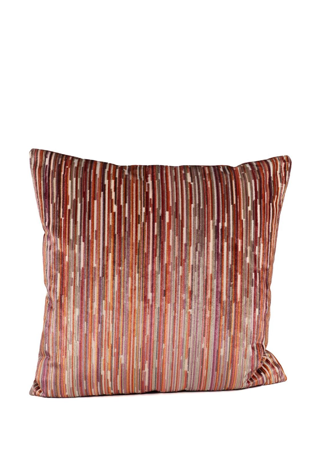 Fullshire 43x43cm Cut Velvet Stripe Cushion, Mulberry