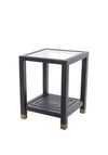 BLACK GLASS TOP SIDE TABLE