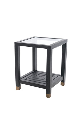 BLACK GLASS TOP SIDE TABLE