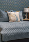 Fervor + Hue Velvet Quilted Cushion 50x50cm, Gentle Blue