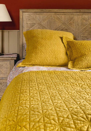 Forever England Stonewash Cotton Bedspread, Mustard