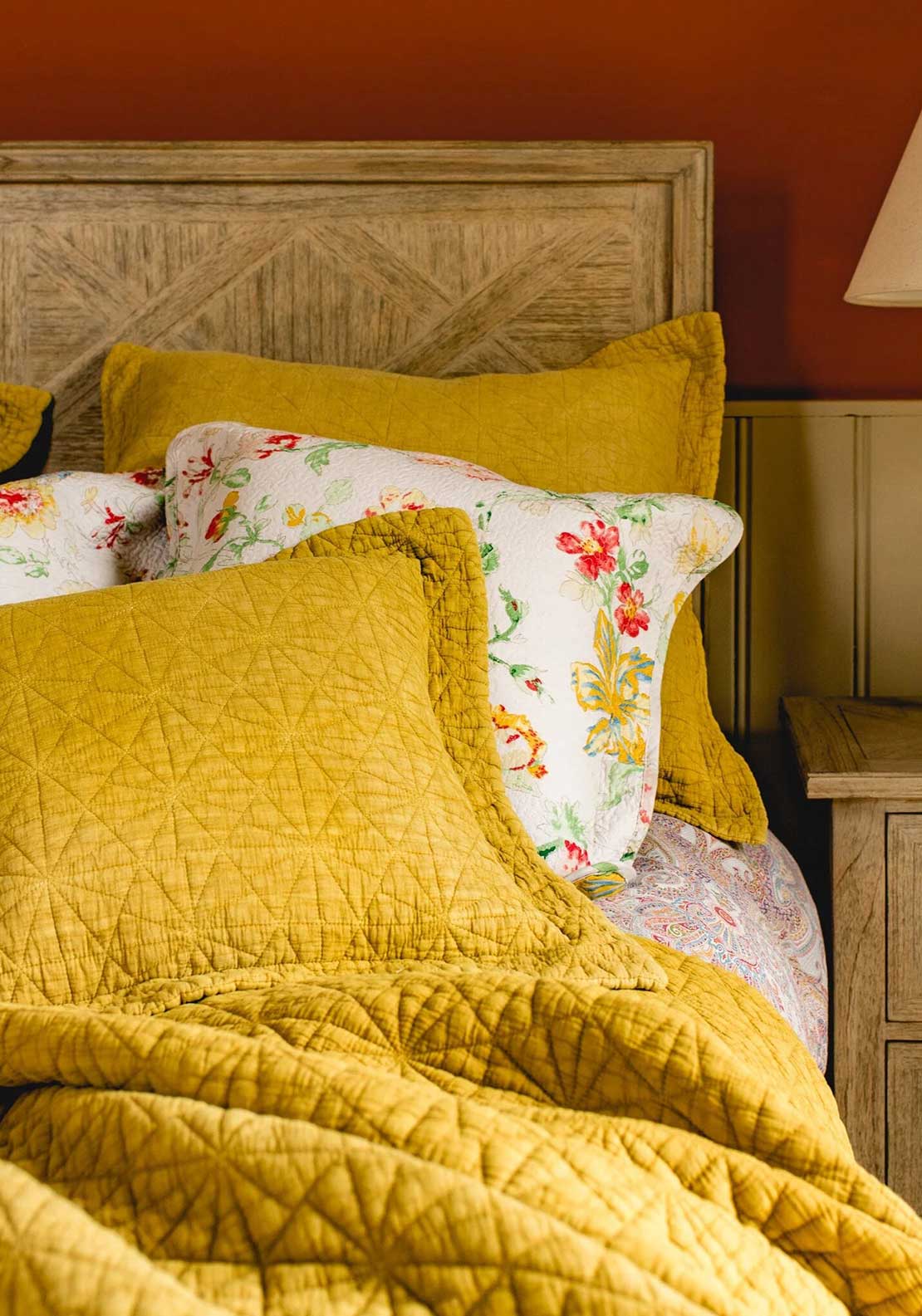 Forever England Stonewash Cotton Bedspread, Mustard