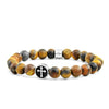 Frank 1967 Cross Coin Beaded Bracelet, Brown