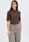 Fransa Vea Chevron Woven Wide Leg Trousers, Grey