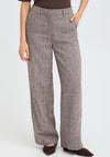 Fransa Vea Chevron Woven Wide Leg Trousers, Grey
