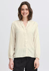 Fransa Diana Ruffled Detail Blouse, Whisper White