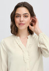 Fransa Diana Ruffled Detail Blouse, Whisper White