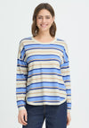Fransa Melani Striped Sweater, Blue