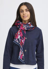 Fransa Lightweight Pleated Scarf, Navy