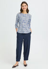 Fransa Seen Printed Top, Blue