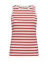 Freequent Effy Rib Knit Tank Top, Off White & Hot Coral