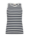 Freequent Effy Rib Knit Tank Top, Off White & Navy Blazer
