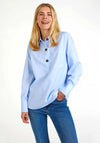 Freequent Flynn Half Button Shirt, Chambray Blue